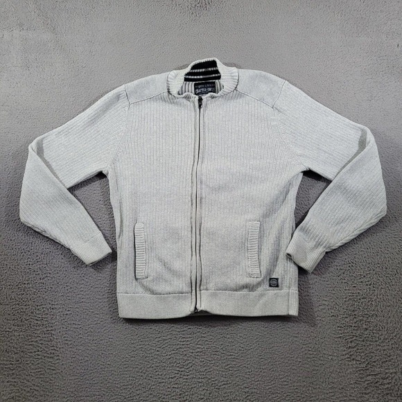 Angelo Litrico Sweater Mens Large Gray Full Zip Mock Neck Crafted Goods Dadcore - Picture 1 of 11